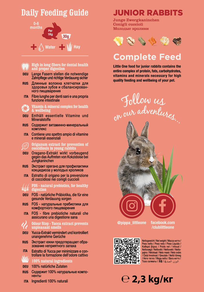 建議餵食方式 - Little One 幼兔飼料 建議餵食方式 - Little One 幼兔飼料